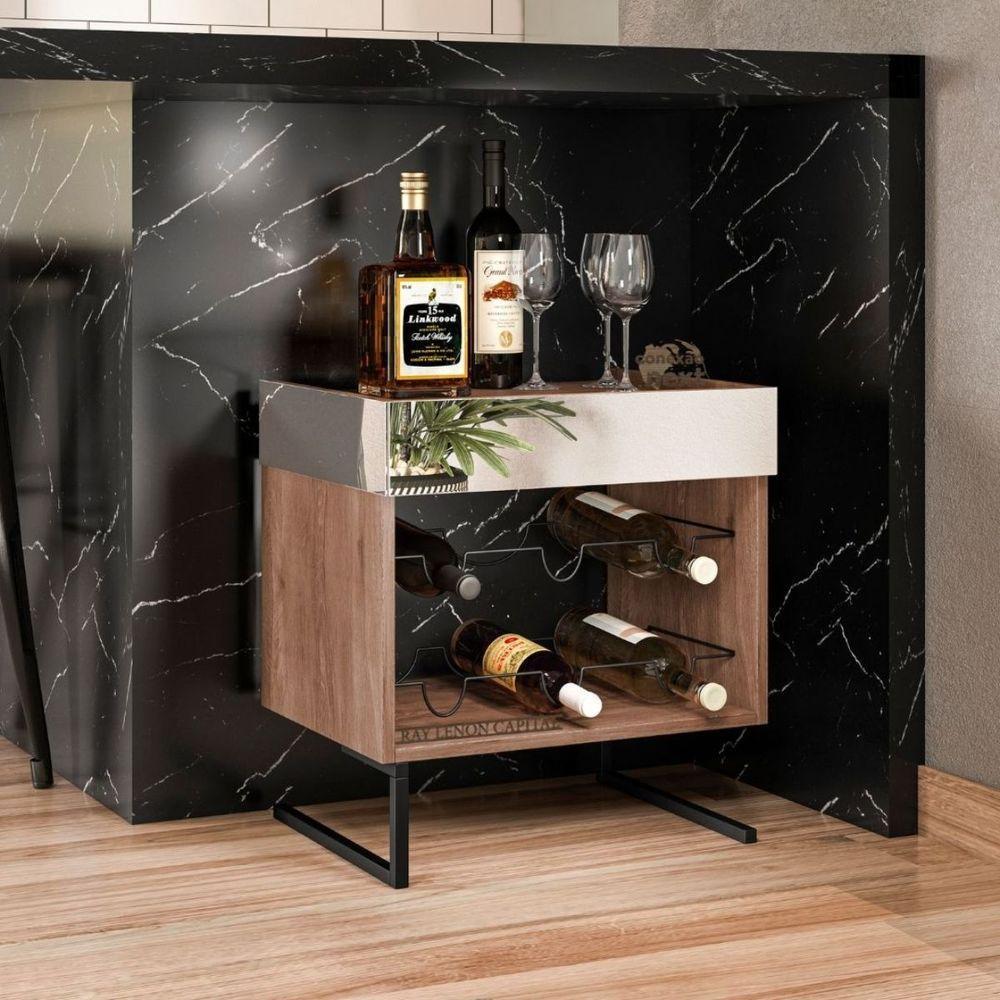 Adega Com Espelho Para 6 Garrafas Aurora Demolição Preto. - 5