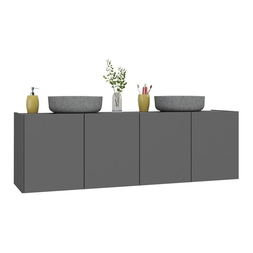 Gabinete De Banheiro 123,5cm Suspenso 4 Portas Multimóveis Mp5047 Grafite Grafite - 1