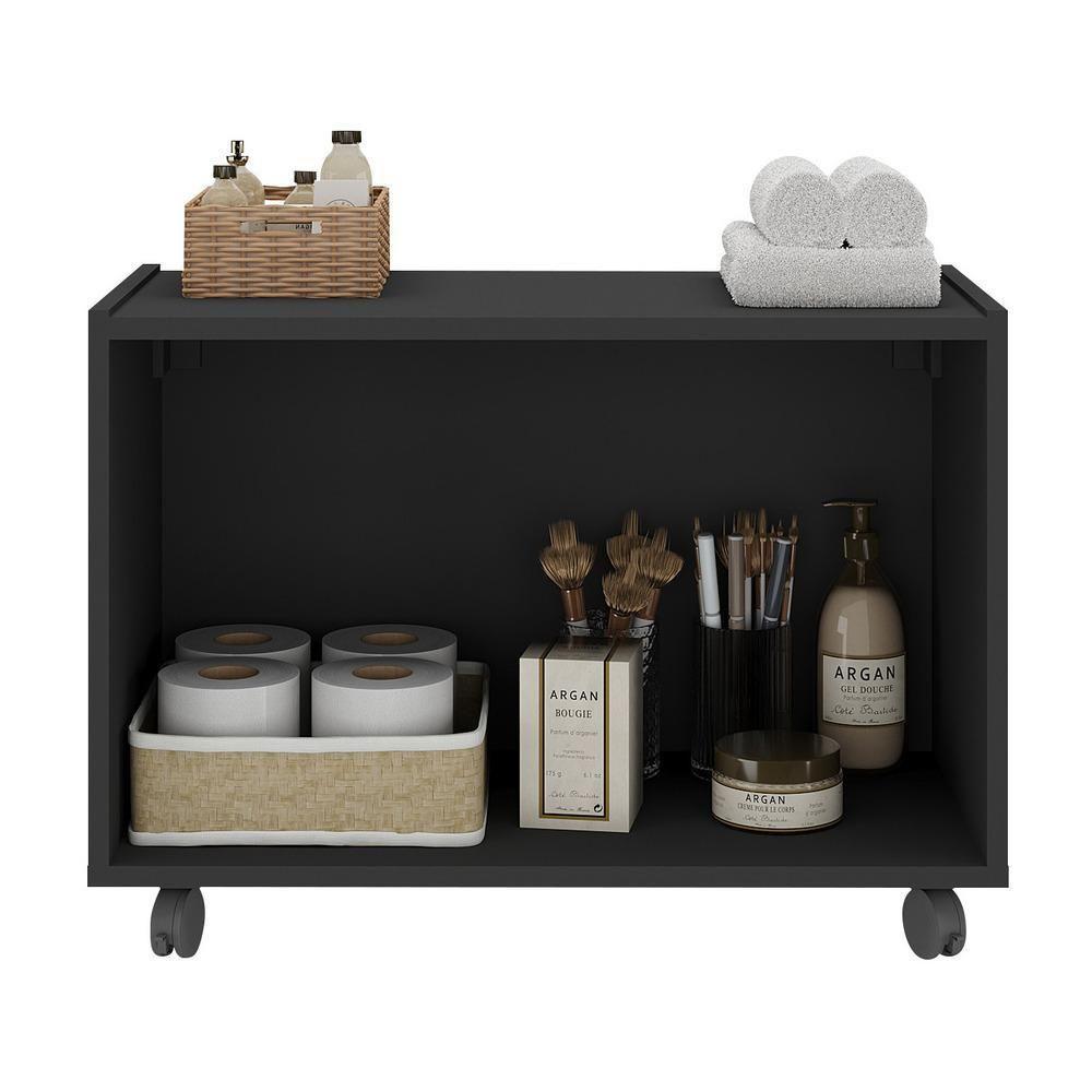 Gabinete Armário De Banheiro 62,5cm Com Rodízios 2 Portas Multimóveis Mp5043 Preto Preto - 2