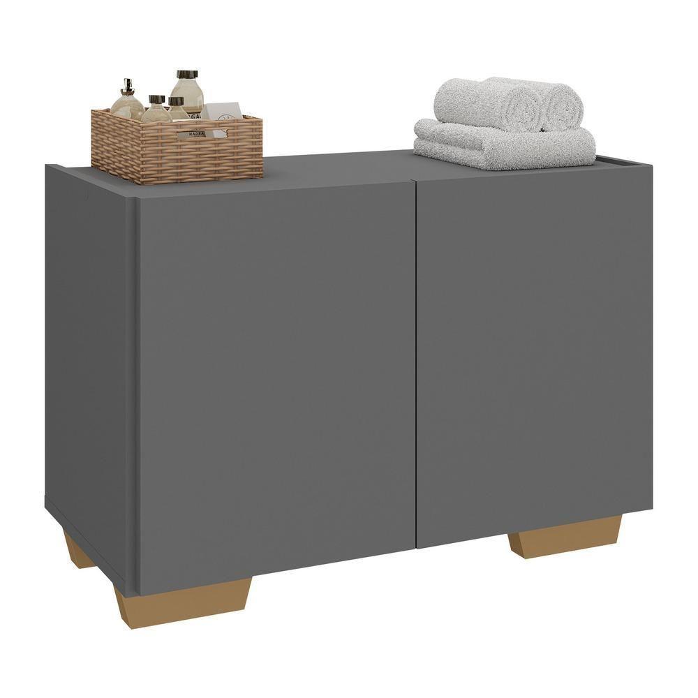 Gabinete Armário De Banheiro 62,5cm 2 Portas Com Pés Multimóveis Mp5046 Grafite/natural Grafite/natural - 1