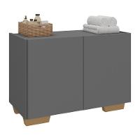Gabinete Armário De Banheiro 62,5cm 2 Portas Com Pés Multimóveis Mp5046 Grafite/natural Grafite/natural - 1