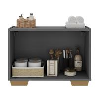 Gabinete Armário De Banheiro 62,5cm 2 Portas Com Pés Multimóveis Mp5046 Grafite/natural Grafite/natural