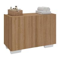 Gabinete Armário De Banheiro 62,5cm 2 Portas Com Pés Multimóveis Mp5046 Rustic/branco Rustic/branco - 1