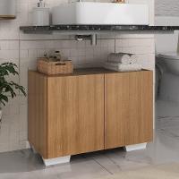 Gabinete Armário De Banheiro 62,5cm 2 Portas Com Pés Multimóveis Mp5046 Rustic/branco Rustic/branco - 2