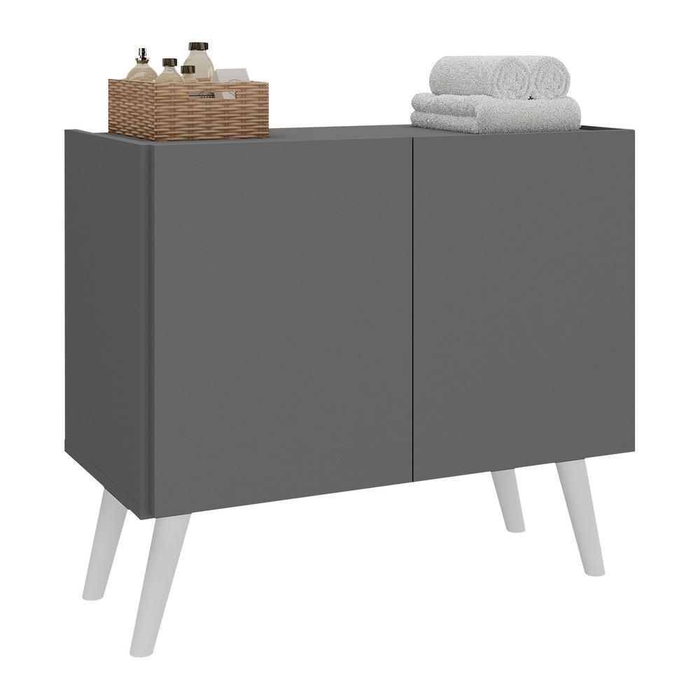 Gabinete Armário De Banheiro 62,5cm Retrô 2 Portas Multimóveis Mp5045 Grafite/branco Grafite/branco - 1