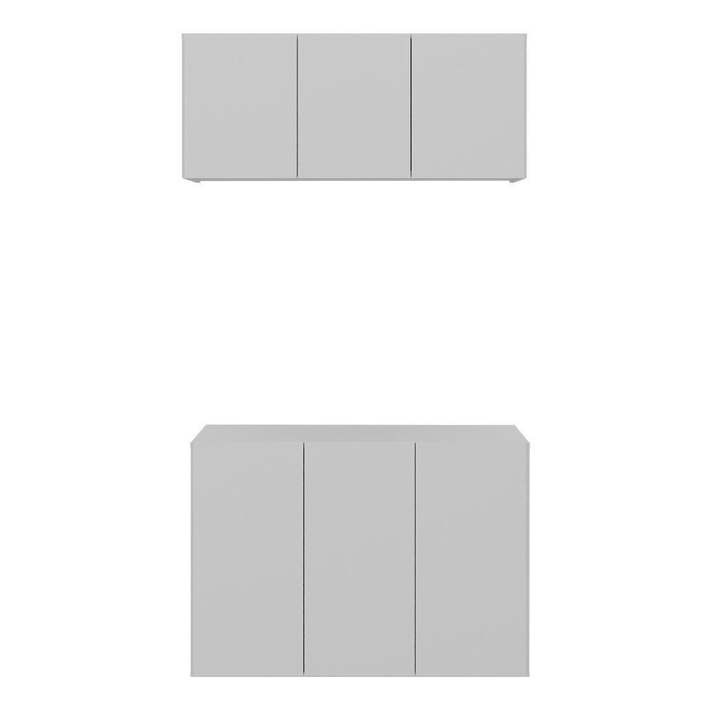 Conjunto Gabinete De Banheiro E Armário Aéreo 3 Portas Multimóveis Mp5048 Branco Branco - 4