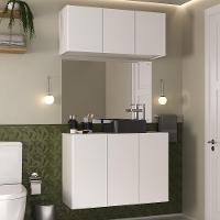 Conjunto Gabinete De Banheiro E Armário Aéreo 3 Portas Multimóveis Mp5048 Branco Branco - 5