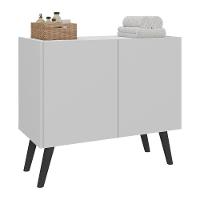 Gabinete Armário De Banheiro 62,5cm Retrô 2 Portas Multimóveis Mp5045 Branco/preto Branco/preto - 1