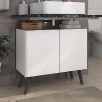 Gabinete Armário De Banheiro 62,5cm Retrô 2 Portas Multimóveis Mp5045 Branco/preto Branco/preto - 2