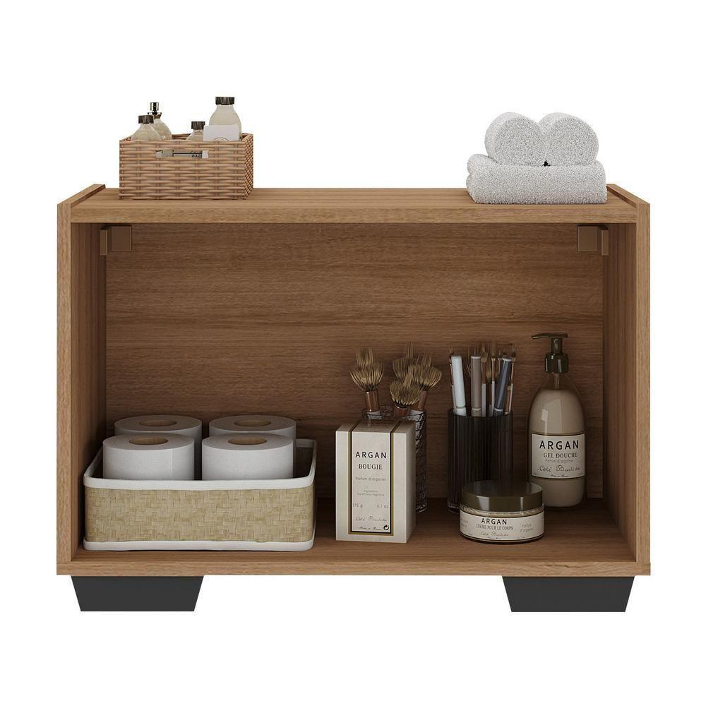 Gabinete Armário De Banheiro 62,5cm 2 Portas Com Pés Multimóveis Mp5046 Rustic/preto Rustic/preto - 5