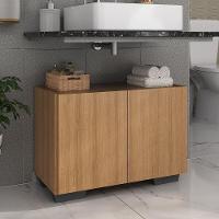 Gabinete Armário De Banheiro 62,5cm 2 Portas Com Pés Multimóveis Mp5046 Rustic/preto Rustic/preto - 2