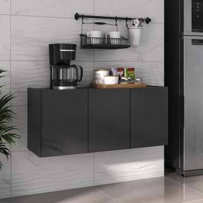 Balcão De Cozinha Suspenso 3 Portas Multimóveis Mp2166 Preto Preto