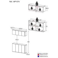 Kit Aparador Buffet Com Armário Aéreo 4 Portas Cantinho Do Café Multimóveis Mp1074 Grafite Grafite - 3