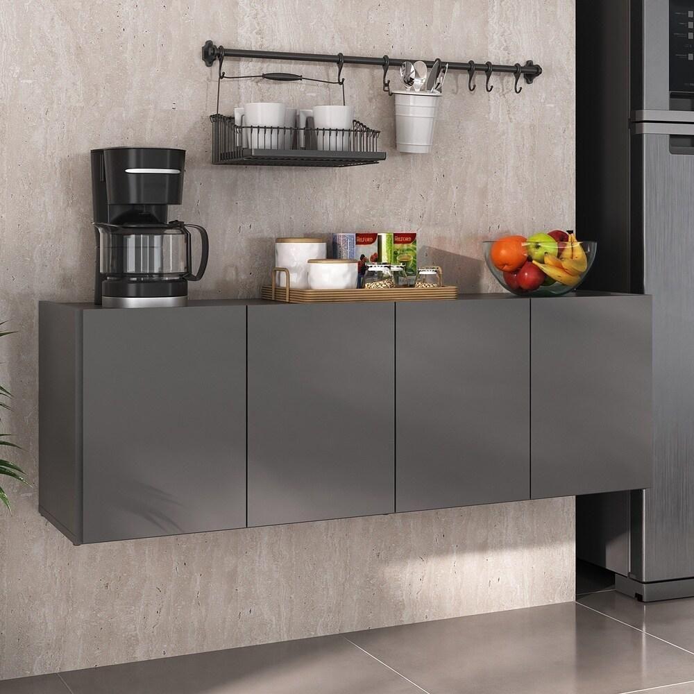 Balcão De Cozinha Suspenso 4 Portas Multimóveis Mp2167 Grafite Grafite - 5