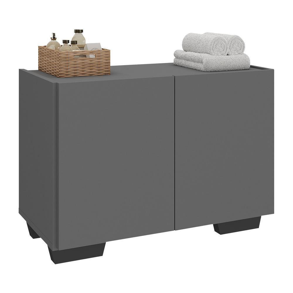 Gabinete Armário De Banheiro 62,5cm 2 Portas Com Pés Multimóveis Mp5046 Grafite/preto Grafite/preto - 1