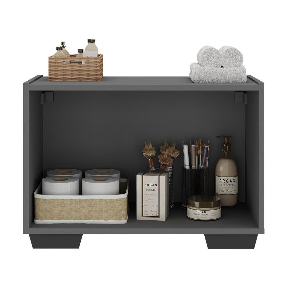 Gabinete Armário De Banheiro 62,5cm 2 Portas Com Pés Multimóveis Mp5046 Grafite/preto Grafite/preto - 3