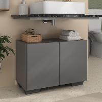 Gabinete Armário De Banheiro 62,5cm 2 Portas Com Pés Multimóveis Mp5046 Grafite/preto Grafite/preto - 2