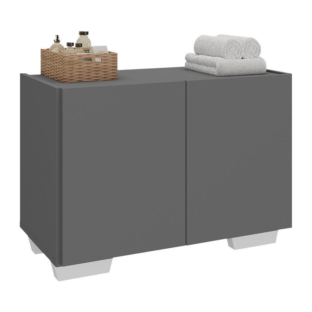 Gabinete Armário De Banheiro 62,5cm 2 Portas Com Pés Multimóveis Mp5046 Grafite/branco Grafite/branco - 1