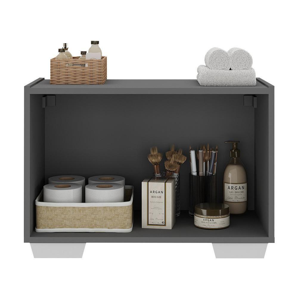 Gabinete Armário De Banheiro 62,5cm 2 Portas Com Pés Multimóveis Mp5046 Grafite/branco Grafite/branco - 3