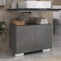 Gabinete Armário De Banheiro 62,5cm 2 Portas Com Pés Multimóveis Mp5046 Grafite/branco Grafite/branco