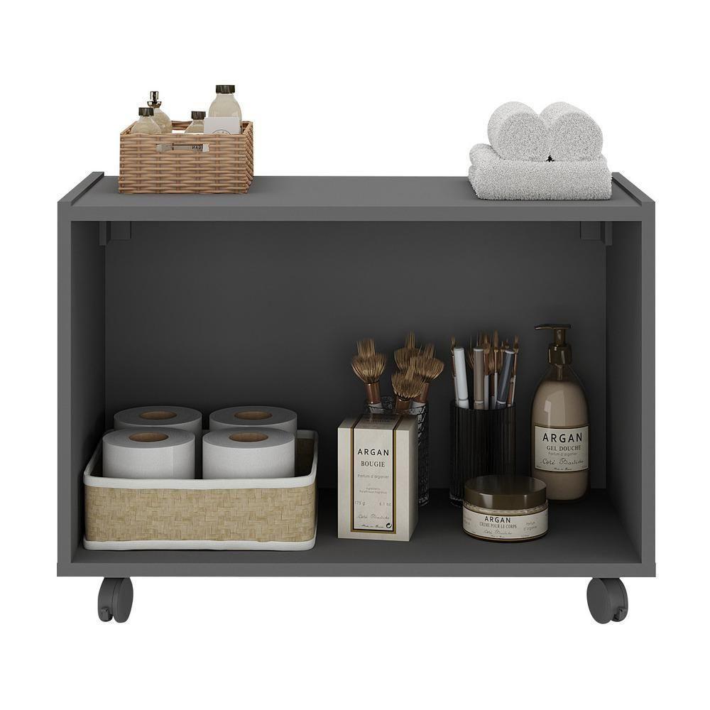 Gabinete Armário De Banheiro 62,5cm Com Rodízios 2 Portas Multimóveis Mp5043 Grafite Grafite - 3