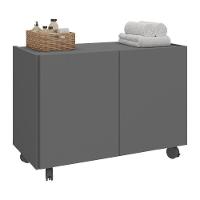 Gabinete Armário De Banheiro 62,5cm Com Rodízios 2 Portas Multimóveis Mp5043 Grafite Grafite - 1