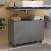 Gabinete Armário De Banheiro 62,5cm Com Rodízios 2 Portas Multimóveis Mp5043 Grafite Grafite - 2