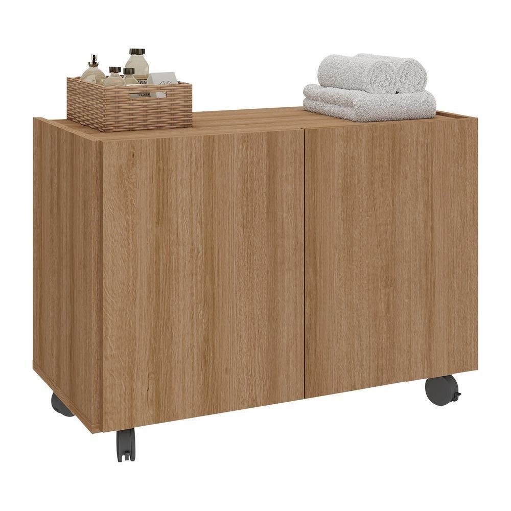 Gabinete Armário De Banheiro 62,5cm Com Rodízios 2 Portas Multimóveis Mp5043 Rustic Rustic - 1