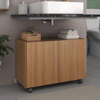 Gabinete Armário De Banheiro 62,5cm Com Rodízios 2 Portas Multimóveis Mp5043 Rustic Rustic - 2