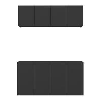 Kit Aparador Buffet Com Armário Aéreo 4 Portas Cantinho Do Café Multimóveis Mp1074 Preto Preto - 5