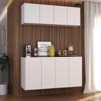 Kit Aparador Buffet Com Armário Aéreo 4 Portas Cantinho Do Café Multimóveis Mp1074 Branco Branco - 2