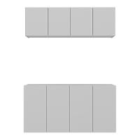 Kit Aparador Buffet Com Armário Aéreo 4 Portas Cantinho Do Café Multimóveis Mp1074 Branco Branco - 5