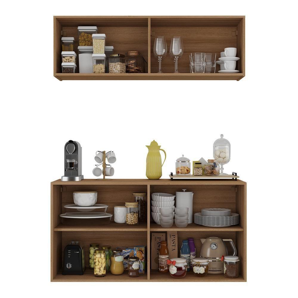 Kit Aparador Buffet Com Armário Aéreo 4 Portas Cantinho Do Café Multimóveis Mp1074 Rustic Rustic - 3