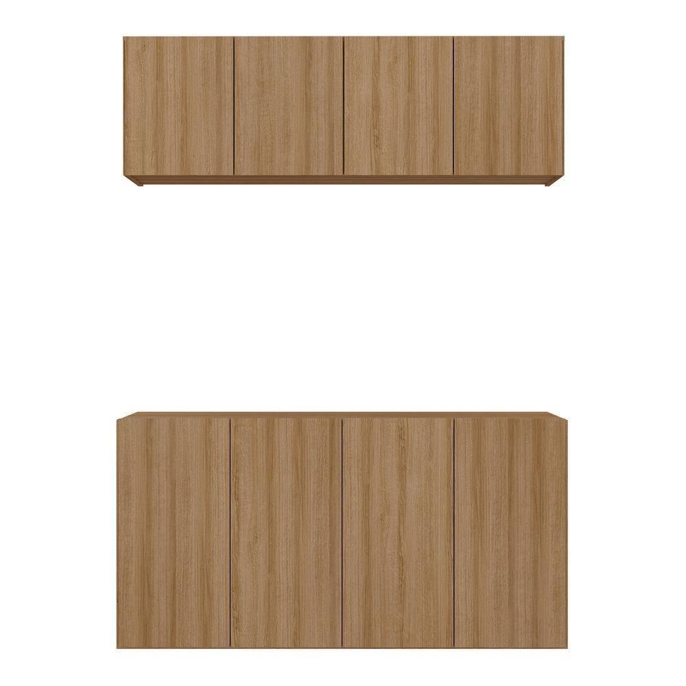 Kit Aparador Buffet Com Armário Aéreo 4 Portas Cantinho Do Café Multimóveis Mp1074 Rustic Rustic - 4