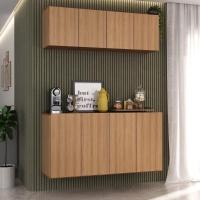 Kit Aparador Buffet Com Armário Aéreo 4 Portas Cantinho Do Café Multimóveis Mp1074 Rustic Rustic - 2