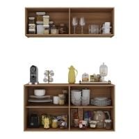 Kit Aparador Buffet Com Armário Aéreo 4 Portas Cantinho Do Café Multimóveis Mp1074 Rustic Rustic - 3