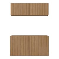 Kit Aparador Buffet Com Armário Aéreo 4 Portas Cantinho Do Café Multimóveis Mp1074 Rustic Rustic