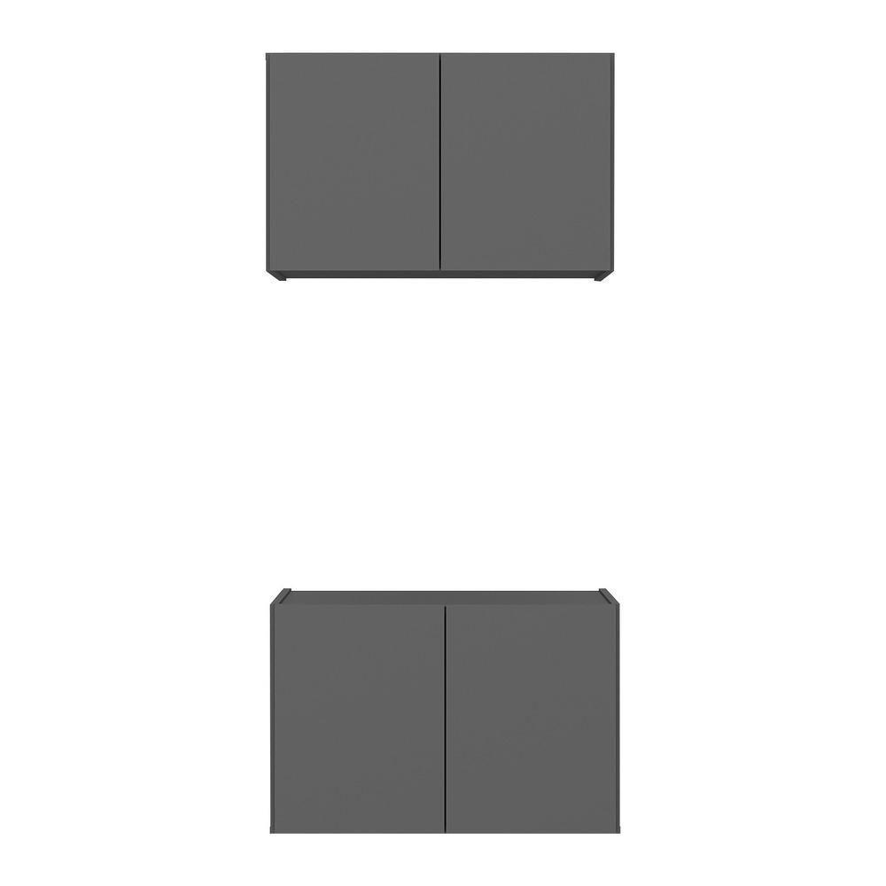 Kit Armário De Cozinha E Balcão 2 Portas Multimóveis Mp2163 Grafite Grafite - 5