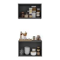 Kit Armário De Cozinha E Balcão 2 Portas Multimóveis Mp2163 Grafite Grafite - 2