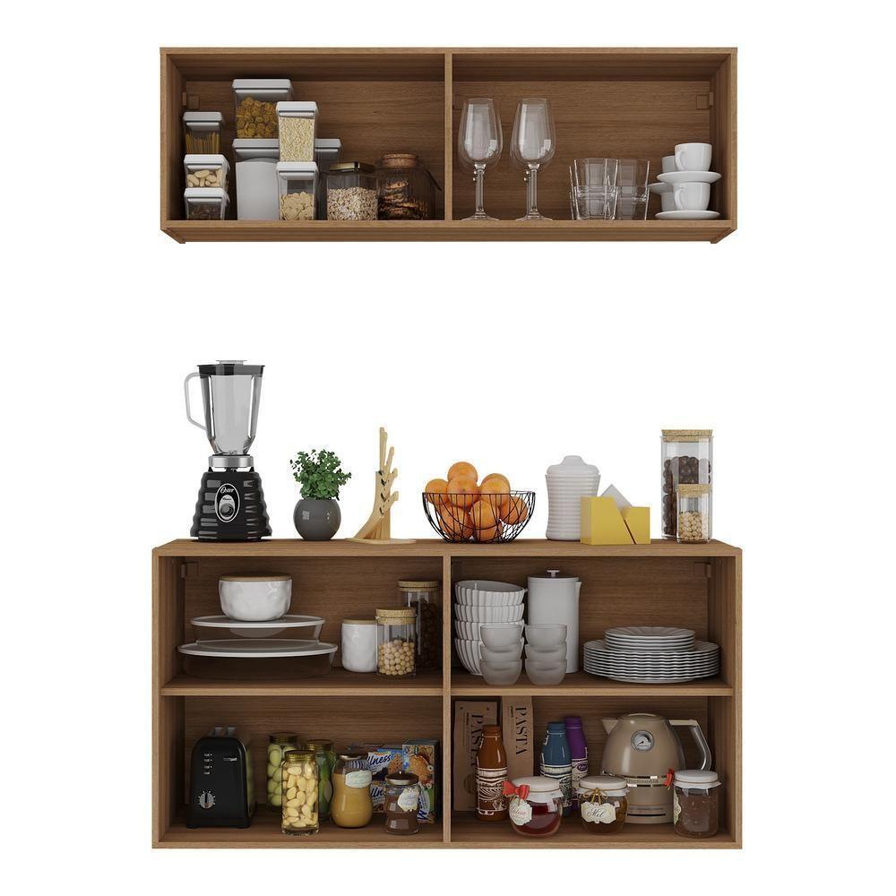 Kit Armário De Cozinha E Aparador 4 Portas Multimóveis Mp2162 Rustic Rustic - 2