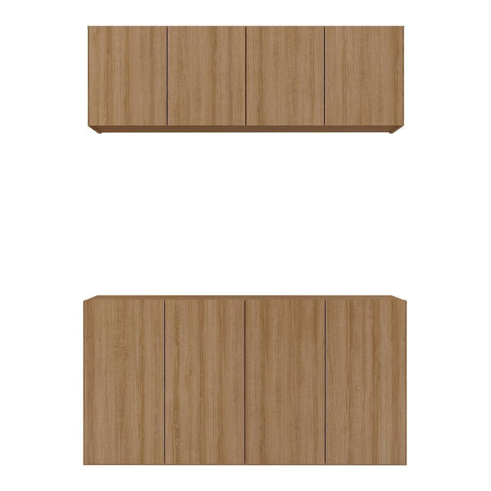 Kit Armário De Cozinha E Aparador 4 Portas Multimóveis Mp2162 Rustic Rustic - 4