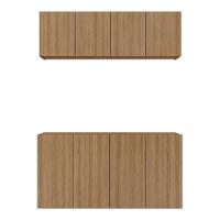 Kit Armário De Cozinha E Aparador 4 Portas Multimóveis Mp2162 Rustic Rustic