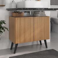 Gabinete Armário De Banheiro 62,5cm Retrô 2 Portas Multimóveis Mp5045 Rustic/preto Rustic/preto - 2