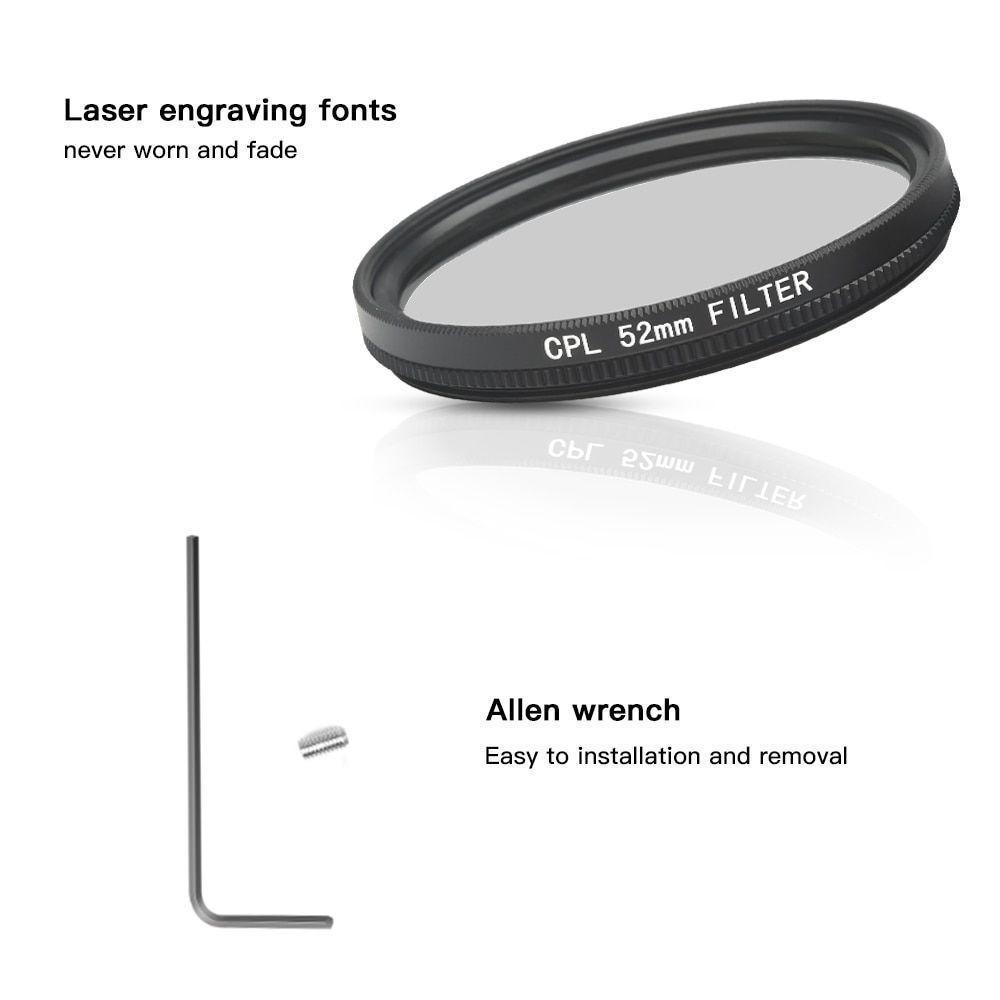 Filtro Polarizado CPL 52mm com tampa da Lente para GoPro 5,6,7 Black - 6