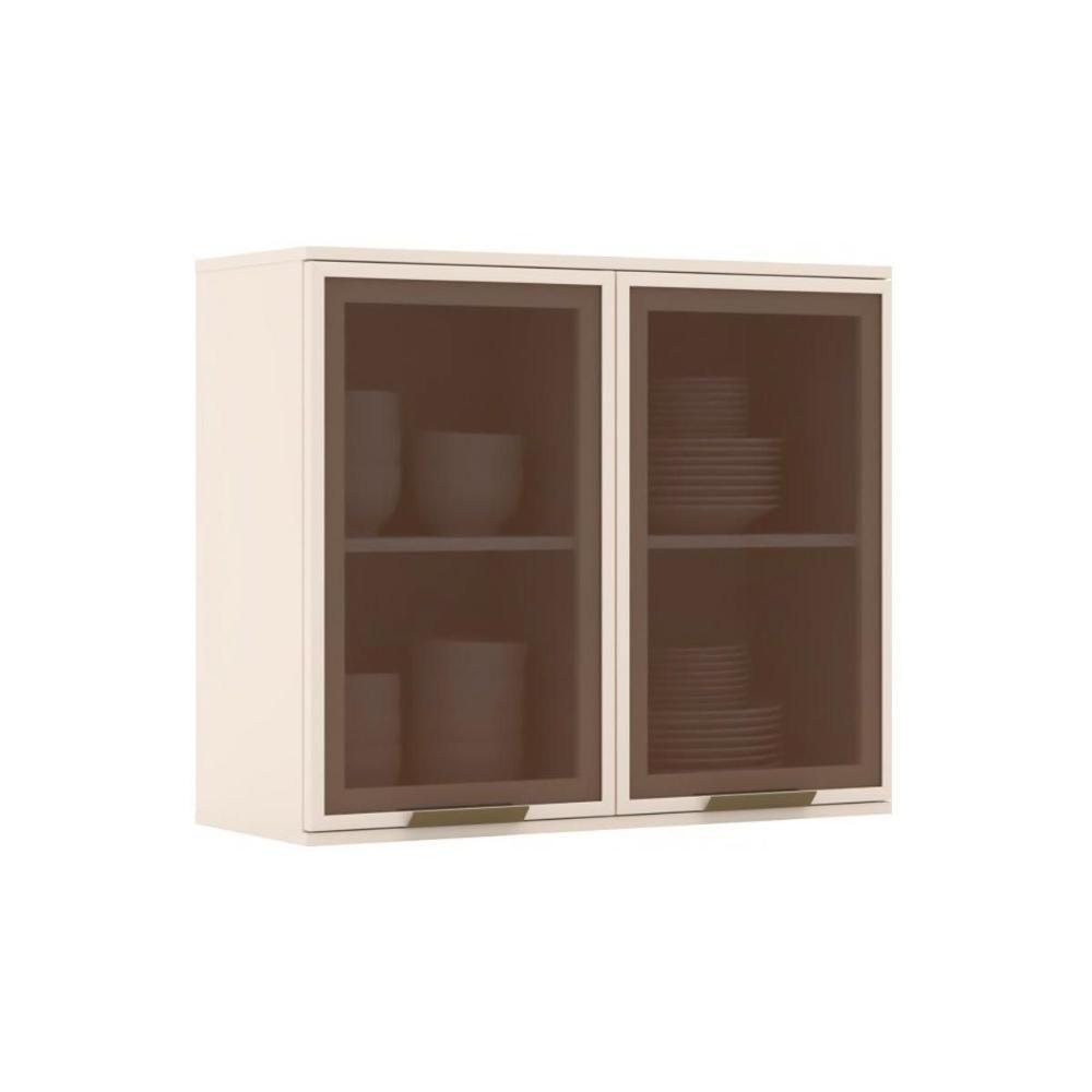 Armário Aéreo Cozinha Modulado Connect 2 Portas C-vidro 80cm Off White - Henn - 1