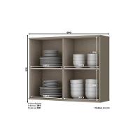 Armário Aéreo Cozinha Modulado Connect 2 Portas C-vidro 80cm Off White - Henn - 3