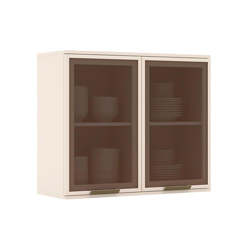 Armário Aéreo Cozinha Modulado Connect C- 2 Portas C-vidro 80cm Off White - Henn - 1