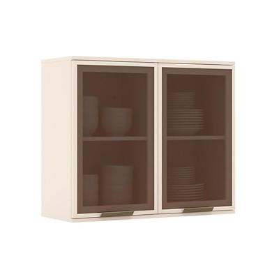 Armário Aéreo Cozinha Modulado Connect C- 2 Portas C-vidro 80cm Off White - Henn