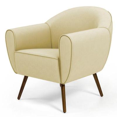 Poltrona Decorativa Nina Corano Assento Fixo Bege Lyam Decor