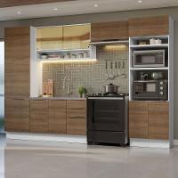 Armário De Cozinha Completa 330cm Branco/rustic Stella Madesa 03 Branco/rustic - 1